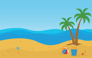 Summer beach background banner vector holiday and travel for promotion