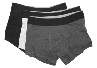 Set men's briefs boxers isolated on white, underwear, top view	