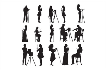 Artist silhouette Vector Set, Artist Silhouette Illustration collection.