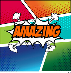 amazing explotion comic book pop art style vector illustration