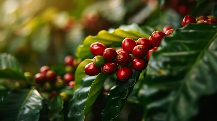 Obraz premium Coffee fruit on the plant