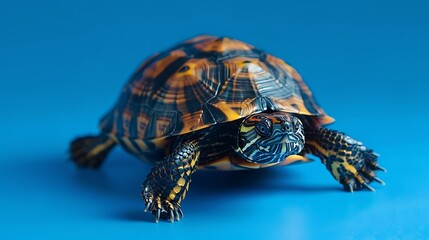 Obraz premium Turtle on the blue background