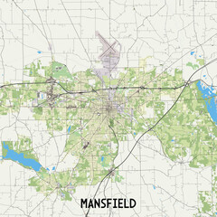 Mansfield, Ohio, USA map poster