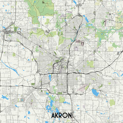 Akron, Ohio, USA map poster