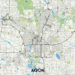 Akron, Ohio, USA map poster