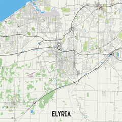Obraz premium Elyria, Ohio, USA map poster