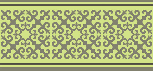 Безымянный-1Strip of plant patterns. Ethno style. Kazakh ornaments. Horizontal patterned design. Traditional patterns of Kazakhs. Ancient Turkic ornaments. Traditions of Kazakhstan. Decorative art of 