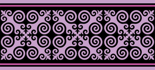 Безымянный-1Strip of plant patterns. Ethno style. Kazakh ornaments. Horizontal patterned design. Traditional patterns of Kazakhs. Ancient Turkic ornaments. Traditions of Kazakhstan. Decorative art of 