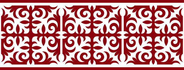 Безымянный-1Strip of plant patterns. Ethno style. Kazakh ornaments. Horizontal patterned design. Traditional patterns of Kazakhs. Ancient Turkic ornaments. Traditions of Kazakhstan. Decorative art of 