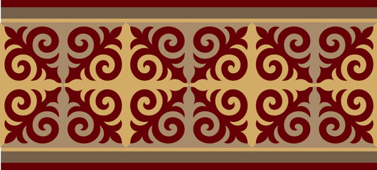 Безымянный-1Strip of plant patterns. Ethno style. Kazakh ornaments. Horizontal patterned design. Traditional patterns of Kazakhs. Ancient Turkic ornaments. Traditions of Kazakhstan. Decorative art of 