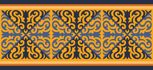 Безымянный-1Strip of plant patterns. Ethno style. Kazakh ornaments. Horizontal patterned design. Traditional patterns of Kazakhs. Ancient Turkic ornaments. Traditions of Kazakhstan. Decorative art of 