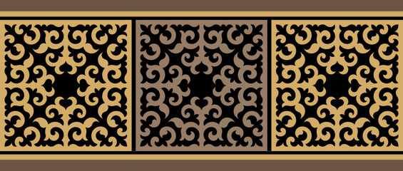 Безымянный-1Strip of plant patterns. Ethno style. Kazakh ornaments. Horizontal patterned design. Traditional patterns of Kazakhs. Ancient Turkic ornaments. Traditions of Kazakhstan. Decorative art of 
