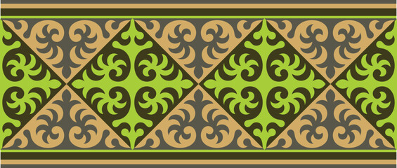 Безымянный-1Strip of plant patterns. Ethno style. Kazakh ornaments. Horizontal patterned design. Traditional patterns of Kazakhs. Ancient Turkic ornaments. Traditions of Kazakhstan. Decorative art of 