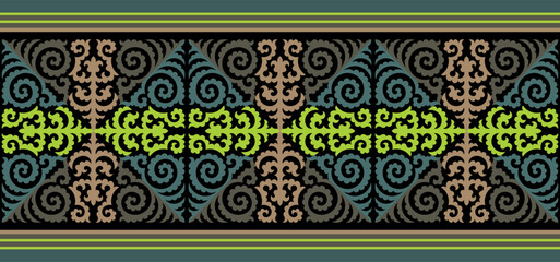 Безымянный-1Strip of plant patterns. Ethno style. Kazakh ornaments. Horizontal patterned design. Traditional patterns of Kazakhs. Ancient Turkic ornaments. Traditions of Kazakhstan. Decorative art of 