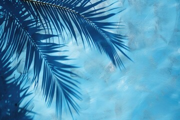Summer Shadow. Palm Tree Silhouette on Blue Beach Background
