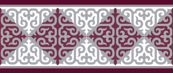 Безымянный-1Strip of plant patterns. Ethno style. Kazakh ornaments. Horizontal patterned design. Traditional patterns of Kazakhs. Ancient Turkic ornaments. Traditions of Kazakhstan. Decorative art of 