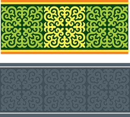 Безымянный-1Strip of plant patterns. Ethno style. Kazakh ornaments. Horizontal patterned design. Traditional patterns of Kazakhs. Ancient Turkic ornaments. Traditions of Kazakhstan. Decorative art of 