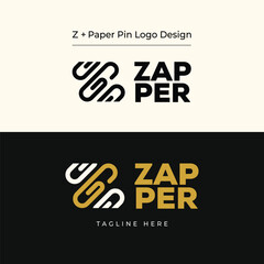 paper pin and Z latter monogram vector logo