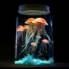 A bioluminescent jellyfish aquarium.