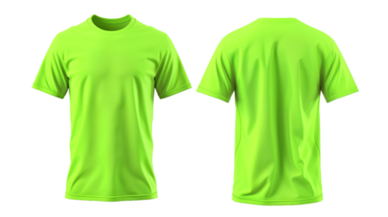 Two neon green t-shirts, offering a blank canvas for creative expression.