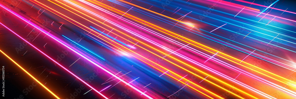 Wall mural a colorful, neon-lit image of a highway with a rainbow of colors by ai generated image
