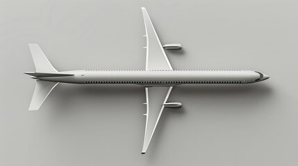 A design layout of a commercial airliner, showcasing the wing structure and seating arrangement
