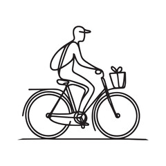 Obraz premium Bicycle in continuous line art drawing style. Pedal cycle black linear sketch isolated on white background. Vector illustration on white background.