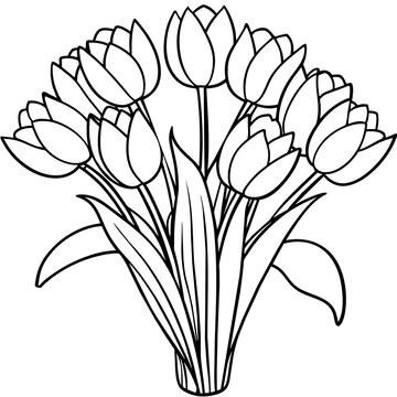 recommend clip art: Tulip flower outline coloring book page line art drawing vector illustration for children and adults