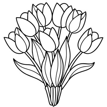 recommend clip art: Tulip flower outline coloring book page line art drawing vector illustration for children and adults