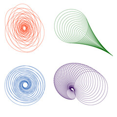 A set of  multi-colored guilloche