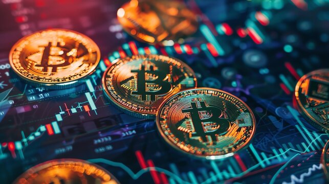 Craft a high-angle view of Cryptocurrency Markets