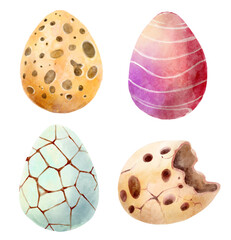 Dinosaur eggs . Watercolor painting style . Illustration .