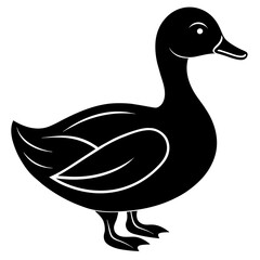 A Duck silhouette on white background 