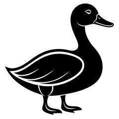 A Duck silhouette on white background 