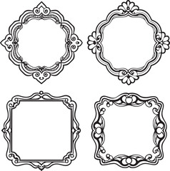 Set of vintage frames on a white background. Vector illustration for your design