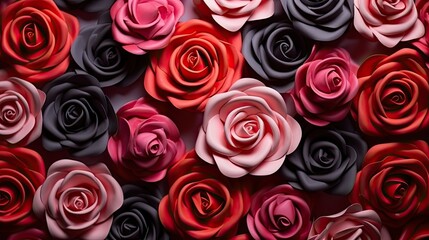 Valentine's day background with red and pink rose flowers