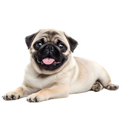 Pug dog , Funny, cute and playful , isolated on transparent background