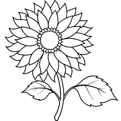 Sunflower outline coloring book page line art drawing vector illustration for children and adults