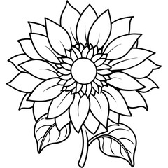Sunflower outline coloring book page line art drawing vector illustration for children and adults
