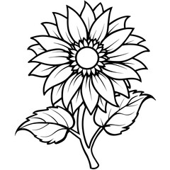 Sunflower outline coloring book page line art drawing vector illustration for children and adults