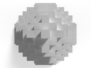 白いキューブで積み上げられたピラミッドの3Dイラスト