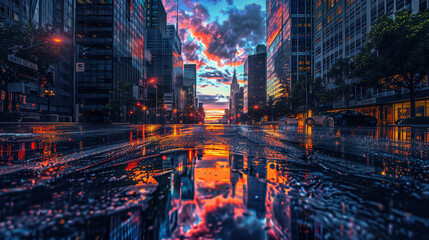 Sky Mirror: Urban Reflections After the Rain
