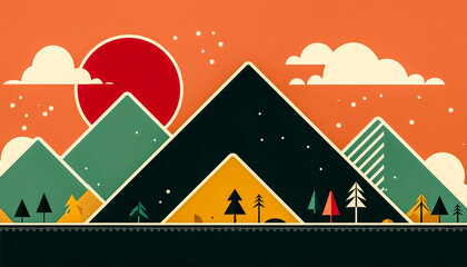 Paysage de montagne minimaliste