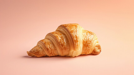 croissant pastry on pink background