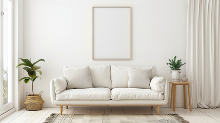 Modern living room with sofa in Scandinavian style