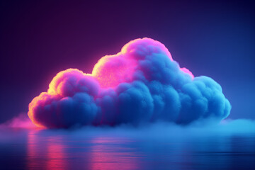 Neon cloud formation over reflective water