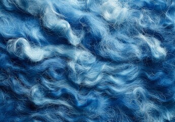 Close-up view of blue felting wool background