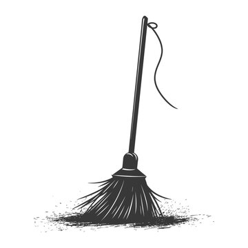 recommend clip art: Silhouette broom cleaning tool black color only