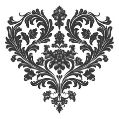 Obraz premium Silhouette Hearth shape Baroque ornament with filigree floral element black color only