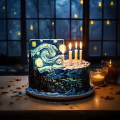 Inspired birthday cake and candles